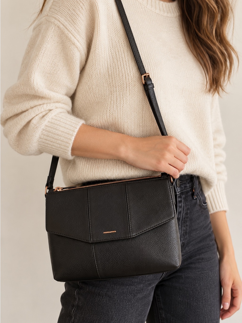 Matt & Nat Black Vegan Leather Crossbody Bag